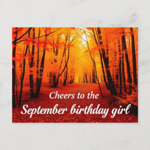 Prost zum September-Geburtstagsmädchen Postkarte