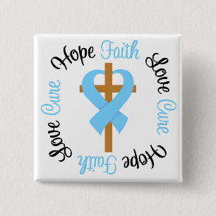 Prostata Cancer Faith Hope Love Cross Button