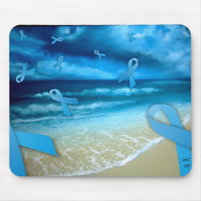 Prostatakrebs-Bänder Floaing über dem Strand Mousepad (Vorne)