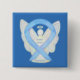 Prostatakrebs Blauer Bekanntheitsgrad Ribbon Angel Button