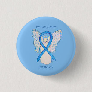 Prostatakrebs Blauer Bekanntheitsgrad Ribbon Angel Button