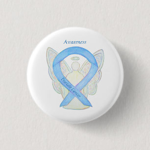 Prostatakrebs Blauer Bekanntheitsgrad Ribbon Angel Button