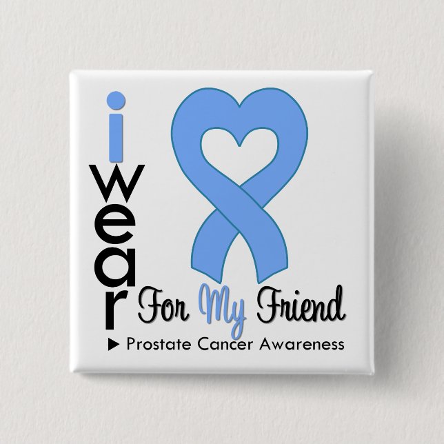 Prostatakrebs Light Blue Heart Ribbon FRIEND Button (Vorderseite)