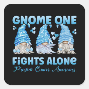 Prostate Cancer Awareness Light Blue Gnome Quadratischer Aufkleber