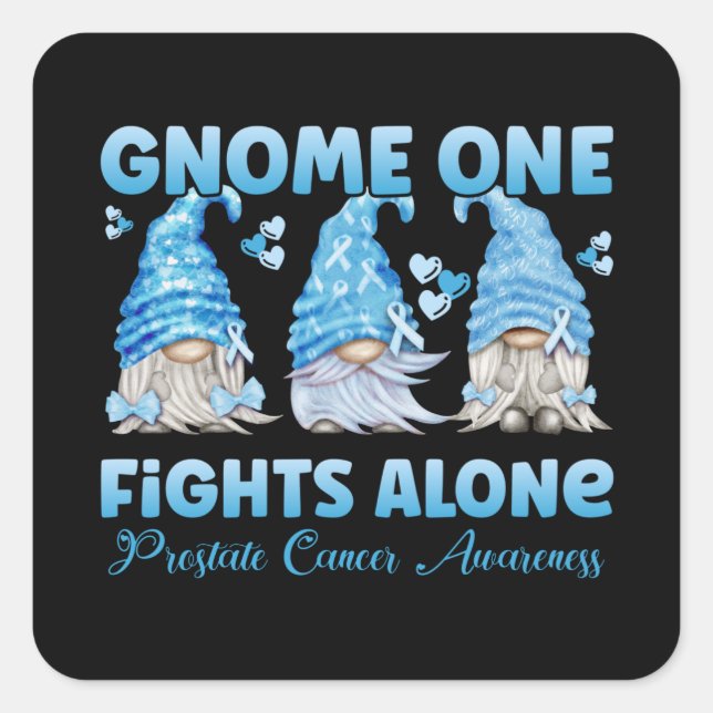 Prostate Cancer Awareness Light Blue Gnome Quadratischer Aufkleber (Vorderseite)