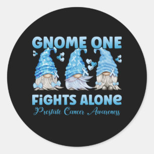 Prostate Cancer Awareness Light Blue Gnome Runder Aufkleber