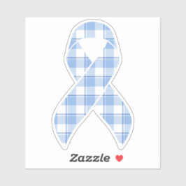 Prostate Cancer Awareness Plaid Light Blue Ribbon Aufkleber