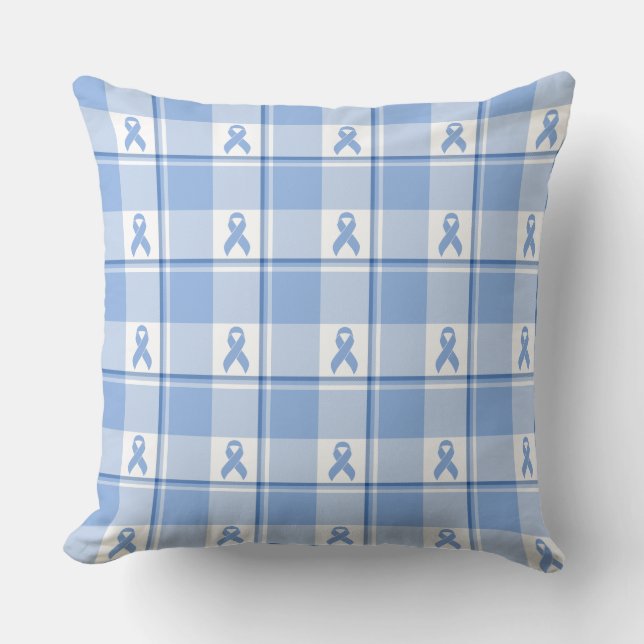 Prostate Cancer Awareness Plaid Light Blue Ribbon Kissen (Vorderseite)