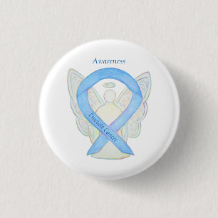 Prostate Cancer Blue Awareness Ribbon Engel Button