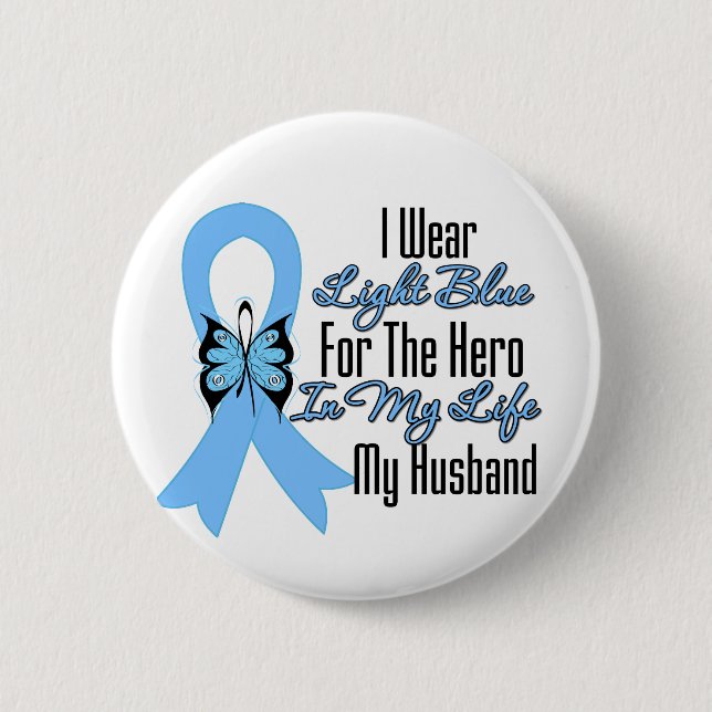 Prostate Cancer Ribbon Hero Mein Mann Button (Vorderseite)