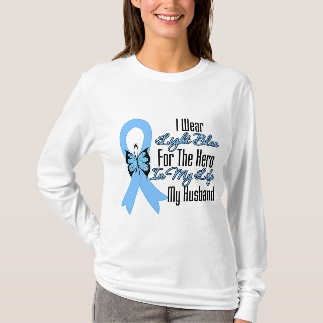Prostate Cancer Ribbon Hero Mein Mann T-Shirt (Vorderseite)