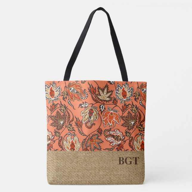 Protea Batik Hawaiian Tropical Monogram Beach Bag (Vorderseite)