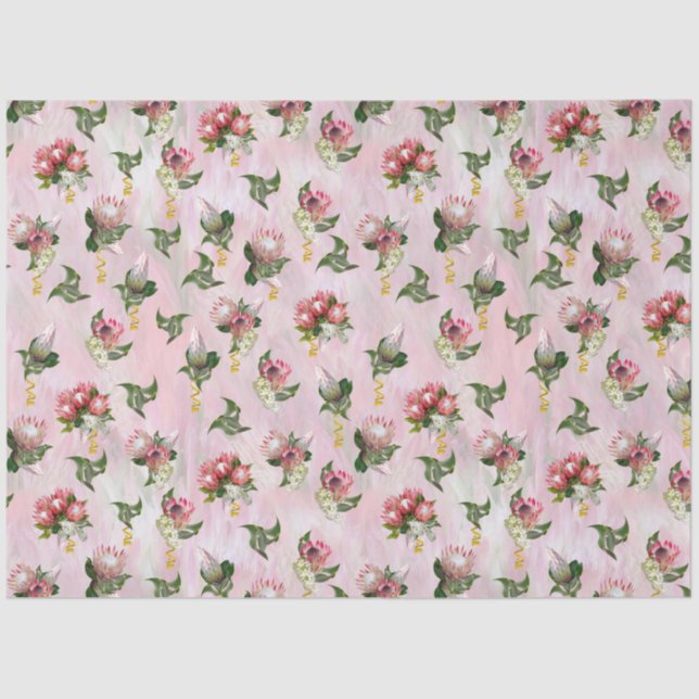 Protea Blume Bouquets mit Salbei-Blätter Seidenpapier (Vorderseite)