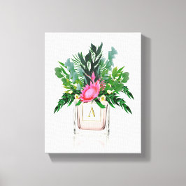 Protea Blume Elegante Monogram Parfüm Flasche Leinwanddruck