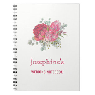 Protea-Blume Hochzeitsrechner Notizblock
