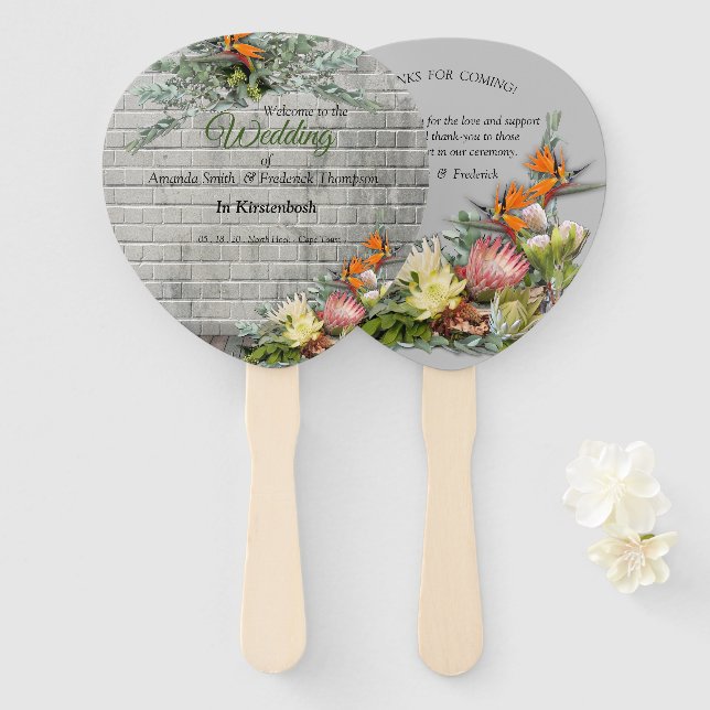 Protea - Blume Strelitzia Fächer (Vorne und Hinten)