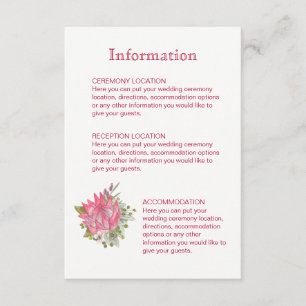 Protea Blume Wedding Information Cards Begleitkarte