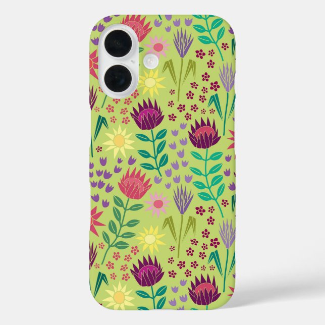 Protea Floral Block Print Millefleur Grün Case-Mate iPhone Hülle (Rückseite)