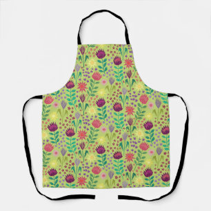 Protea Floral Block Print Millefleur Grün Schürze