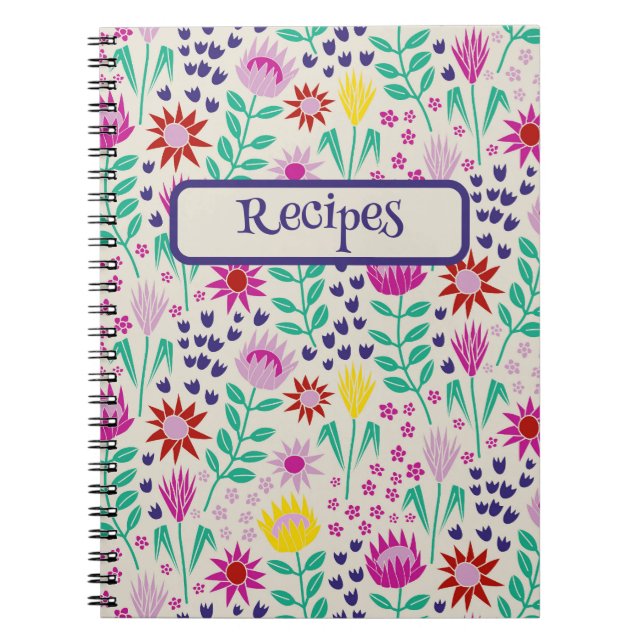 Protea Floral Block Print Milleflex Lichter Notizblock (Vorderseite)