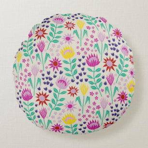 Protea Floral Block Print Milleflex Lichter Rundes Kissen