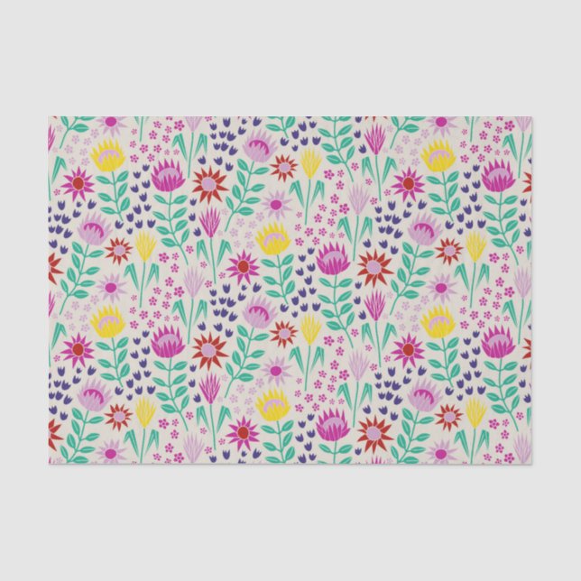 Protea Floral Block Print Milleflex Lichter Seidenpapier (Vorderseite)