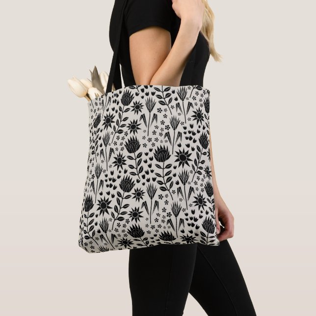 Protea Floral Block Print Milleflex schwarze Leine (Von Nahem)