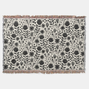 Protea Floral Block Print Milleflex schwarze Leine Decke