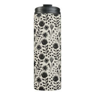 Protea Floral Block Print Milleflex schwarze Leine Thermosbecher