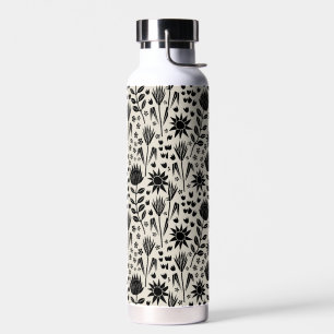 Protea Floral Block Print Milleflex schwarze Leine Trinkflasche