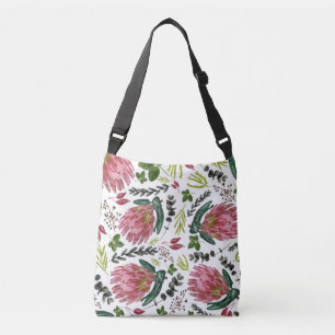 Protea Floral Watercolor Botanisch Tragetaschen Mit Langen Trägern