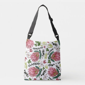 Protea Floral Watercolor Botanisch Tragetaschen Mit Langen Trägern