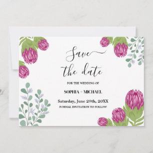 Protea Flower Garden Rett Date Wedding Einladung