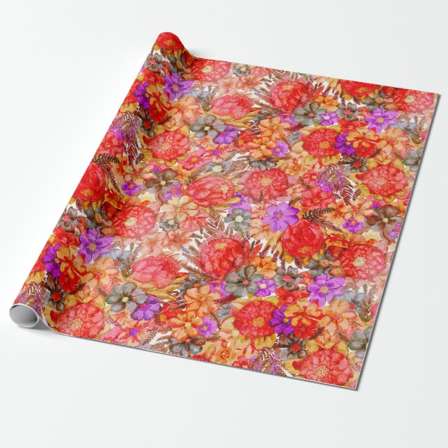 Protea Muster Wrapping Paper Geschenkpapier (Ungerollt)