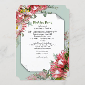 Protea - Strelitzia Blume Geburtstag Einladung