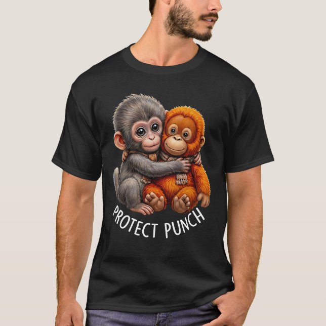 Protect Baby Monkey Punch Monkey Cute Monkey T-Shirt (Vorderseite)