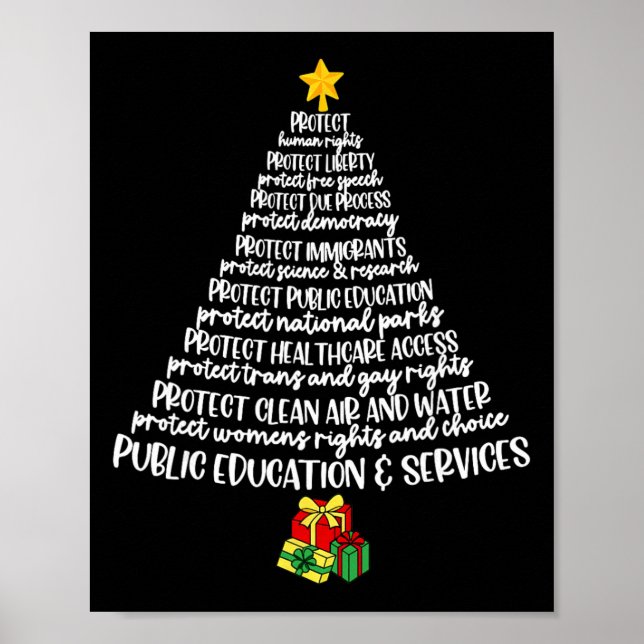 Protect Democracy Weihnachtsbaum-T-Shirt, subtiles Poster (Vorne)