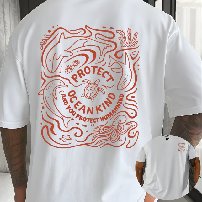Protect Ocean Kind Eco Awareness Line Art T-Shirt (Von Creator hochgeladen)