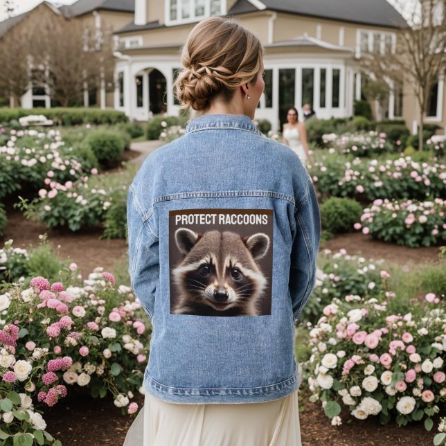 PROTECT RACCOONS Denim Jean Jacket Jeansjacke (Hochzeit Rückseite)