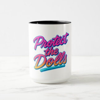 Protect the Dolls Neon Retro Art Tasse