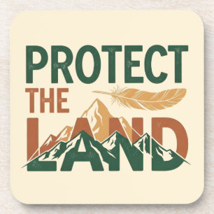 "Protect the Land" Berge mit Feder Getränkeuntersetzer