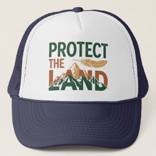 "Protect the Land" Berge mit Feder Truckerkappe