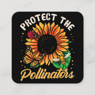Protect The Pollinators Save the Bees Cute Sunflow Quadratische Visitenkarte