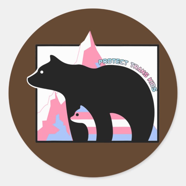 Protect Trans Kids Mama Bear Transgender  Runder Aufkleber (Vorderseite)