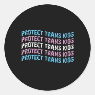 Protect Trans Kids - Trans Flag Wave Runder Aufkleber