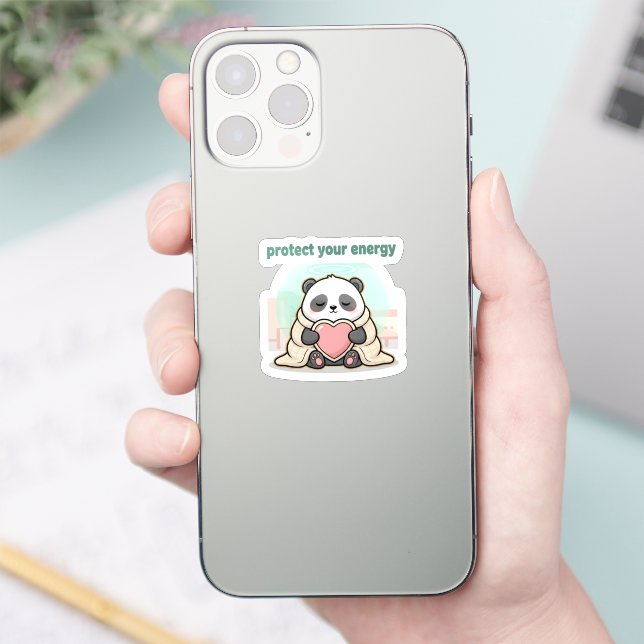 protect your energy – cute panda self-care aufkleber (Telefon)
