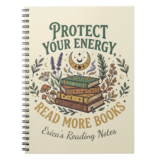 Protect Your Energy Read More Books Celestial Notizblock (Vorderseite)
