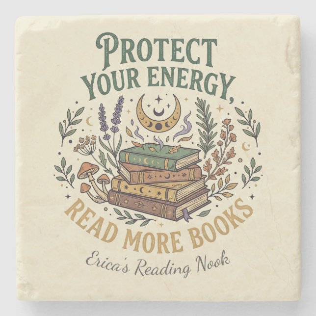 Protect Your Energy Read More Books Celestial Steinuntersetzer (Vorderseite)