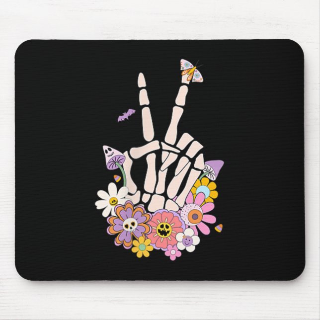 Protect Your Peace Flower Skull Skeleton Hand Ment Mousepad (Vorne)
