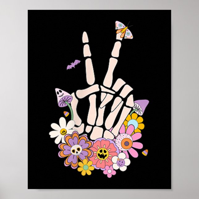 Protect Your Peace Flower Skull Skeleton Hand Ment Poster (Vorne)